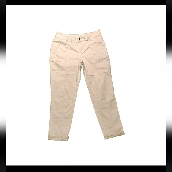 Maurices Slouchy Chino Womens Khaki Pants Size 8 Tapered Leg Rolled Hem B21#2 - Picture 1 of 7